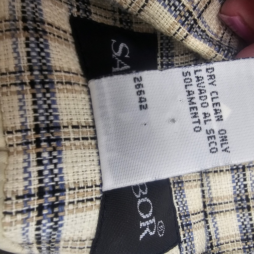 Vintage Blazer Women 8 Plaid Neutral Linen Blend Sag Harbor Jacket Lined Pockets - Picture 8 of 8